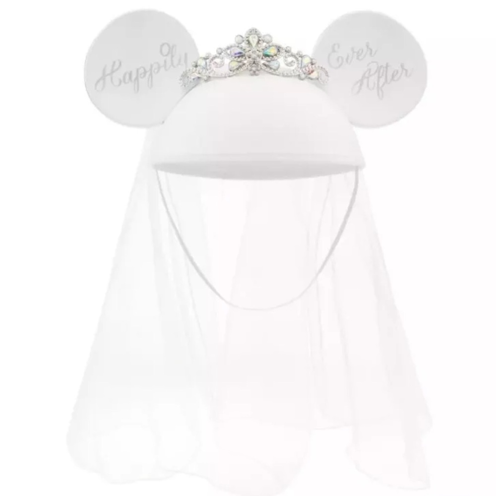 Disney Minnie Mouse Wedding Bride Ears Hat “Happily Ever After” NWT